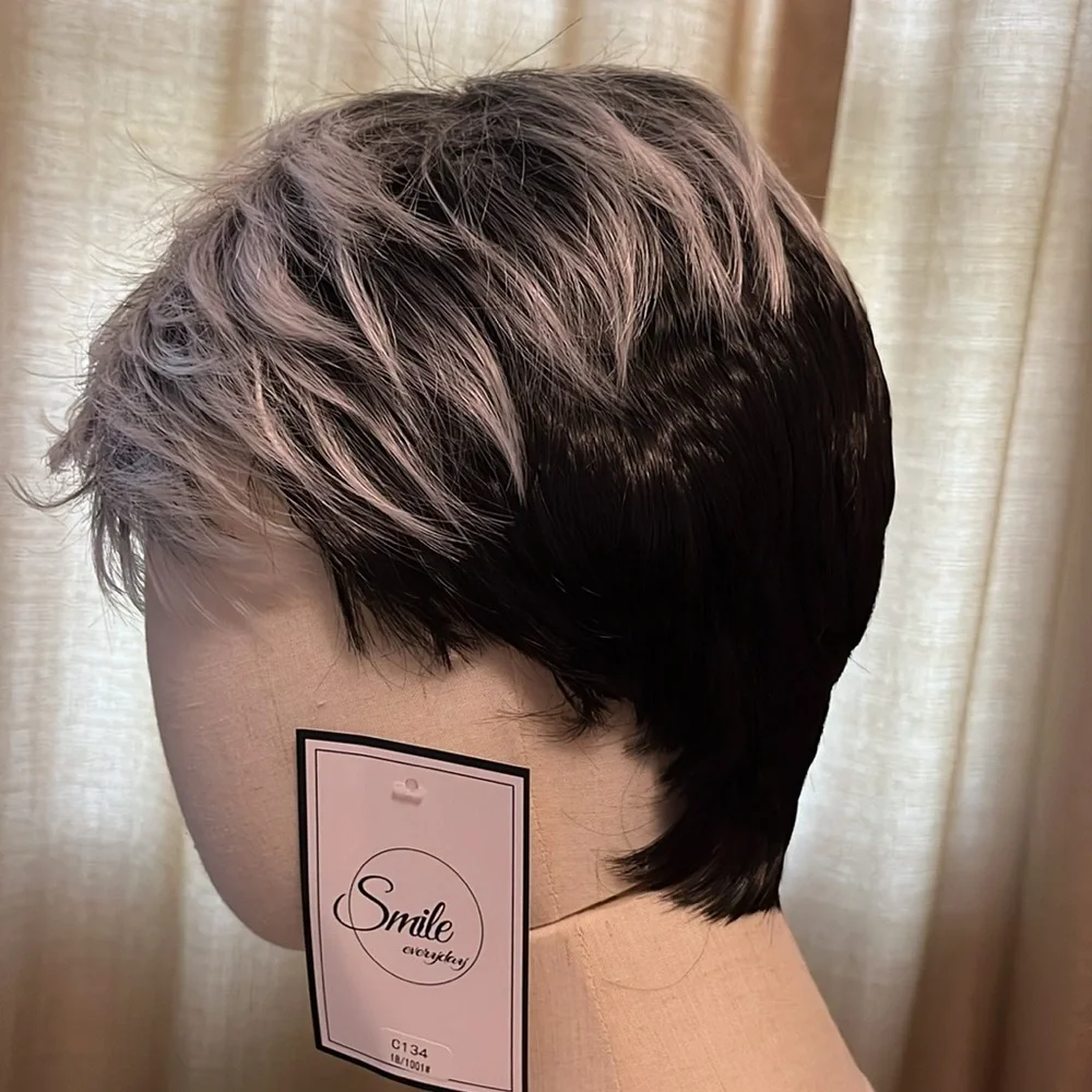 Stylish Black and Gray Women's Wig Cosplay Costume